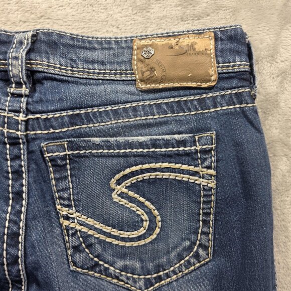 Silver Jeans Co Capri Jeans Womens 27 Blue Natsuki Thick Stitch Embroidered - Picture 4 of 11